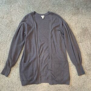HINGE Open Front‎ Cardigan Pockets Fitted Cuffs Balloon Sleeve Cozy Soft SMALL